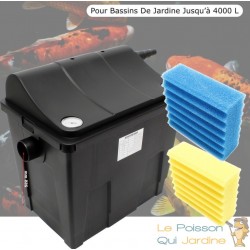 Filtre Bassins De Jardin + Éponges de rechange Étangs Jusqu'à 4000 Litres