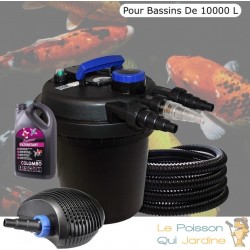 Kit filtre pression complet + bactéries pour bassins de 10000 l pompe 6000 l