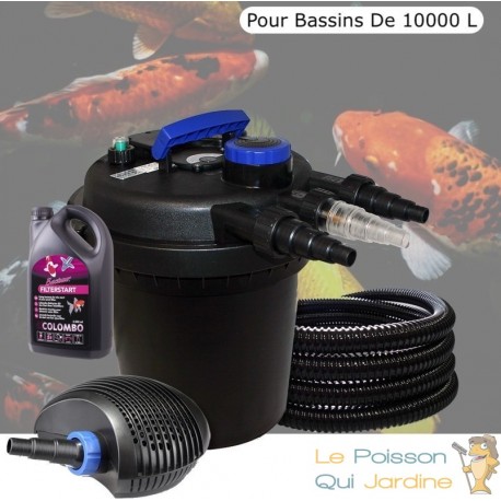 Kit filtre pression complet + bactéries pour bassins de 10000 l pompe 6000 l