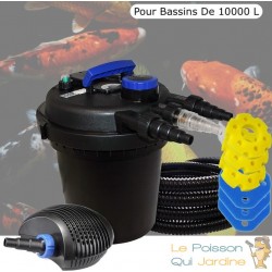 Kit Filtre Pression, 11W,Bassins De 10000 L + Éponges de rechange, Pompe 6000 L/h