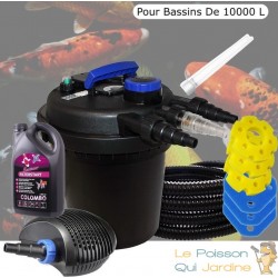 Kit filtre pression avec mousse de filtration, bactéries et ampoule UV de rechange pour bassins de 10000 l pompe 6000 l