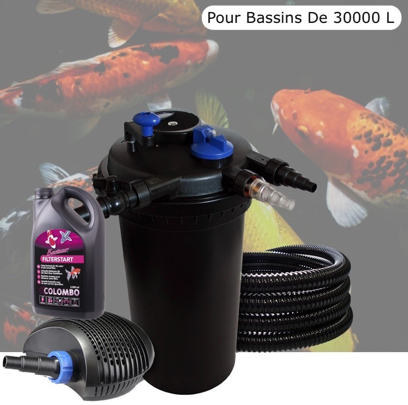 Kit Filtre Pression bassin 18W, + Bactéries Pour Bassins De 30000 L sans poissons