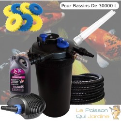 Kit filtre pression complet avec eponges bactéries UV supplémentaires pour bassins de 30000 l pompe 6000