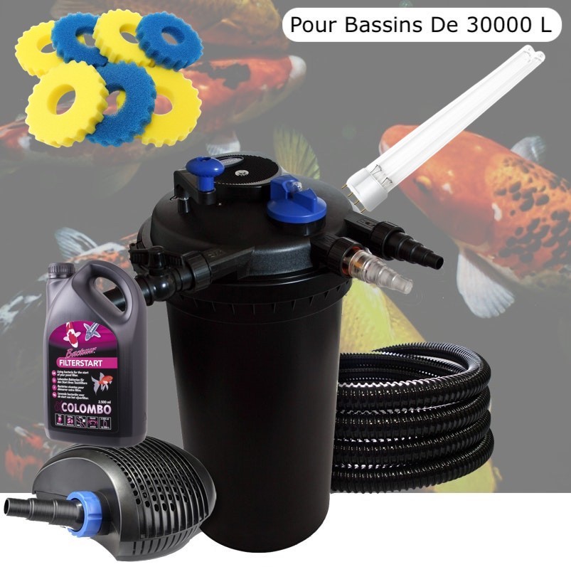 Kit Filtre Pression bassin 18W, + Ampoule UV, bactéries, mousses Bassins De 30000l