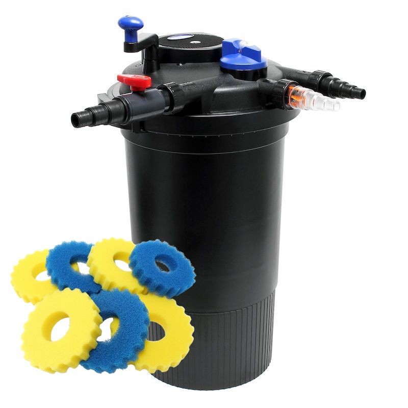 Filtre Bassin Sous Pression, + Mousses rechange UV 18W, Max 30000l sans poissons