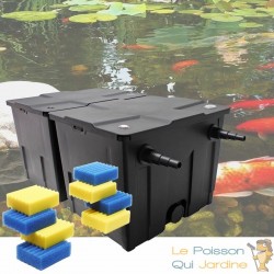  Filtre bassin double chambres avec mousses éponges bassins de jardin et étangs jusqu'à 30000 litres