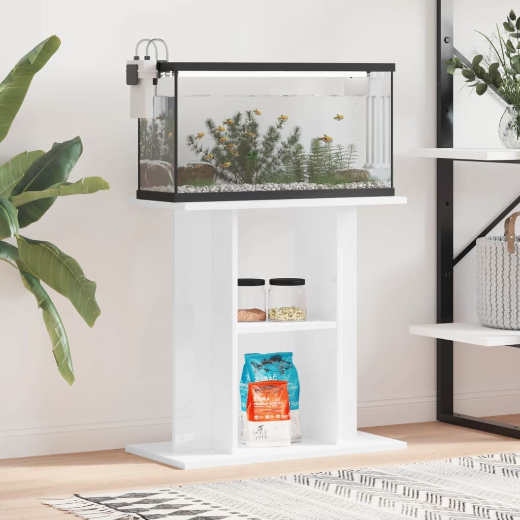 Meuble Support Blanc Brillant Aquariums 60 X 30 cm. 1 étagère Support solide et stable pour aquariums