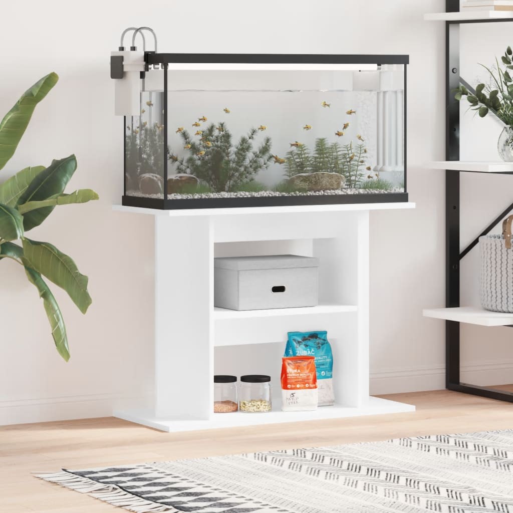 Meuble Support Blanc Aquariums 80 X 30-35 cm. 1 étagère Support solide et stable pour aquariums