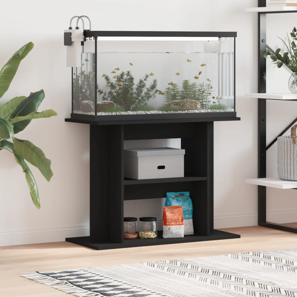 Meuble Support Noir Aquariums 80 X 30-35 cm. 1 étagère Support solide et stable pour aquariums