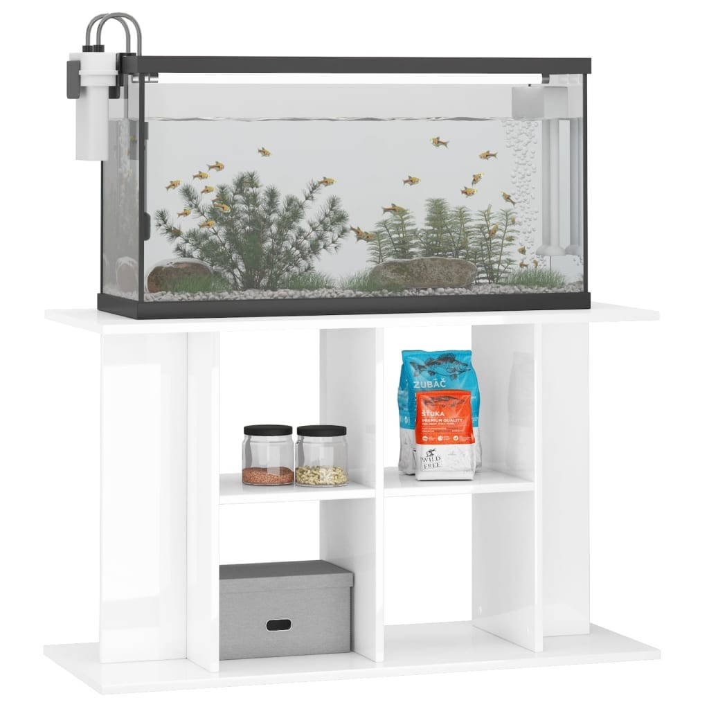 Meuble Aquariums Support Blanc Brillant 100 X 40 cm. 1 étagère Support solide et stable pour aquariums