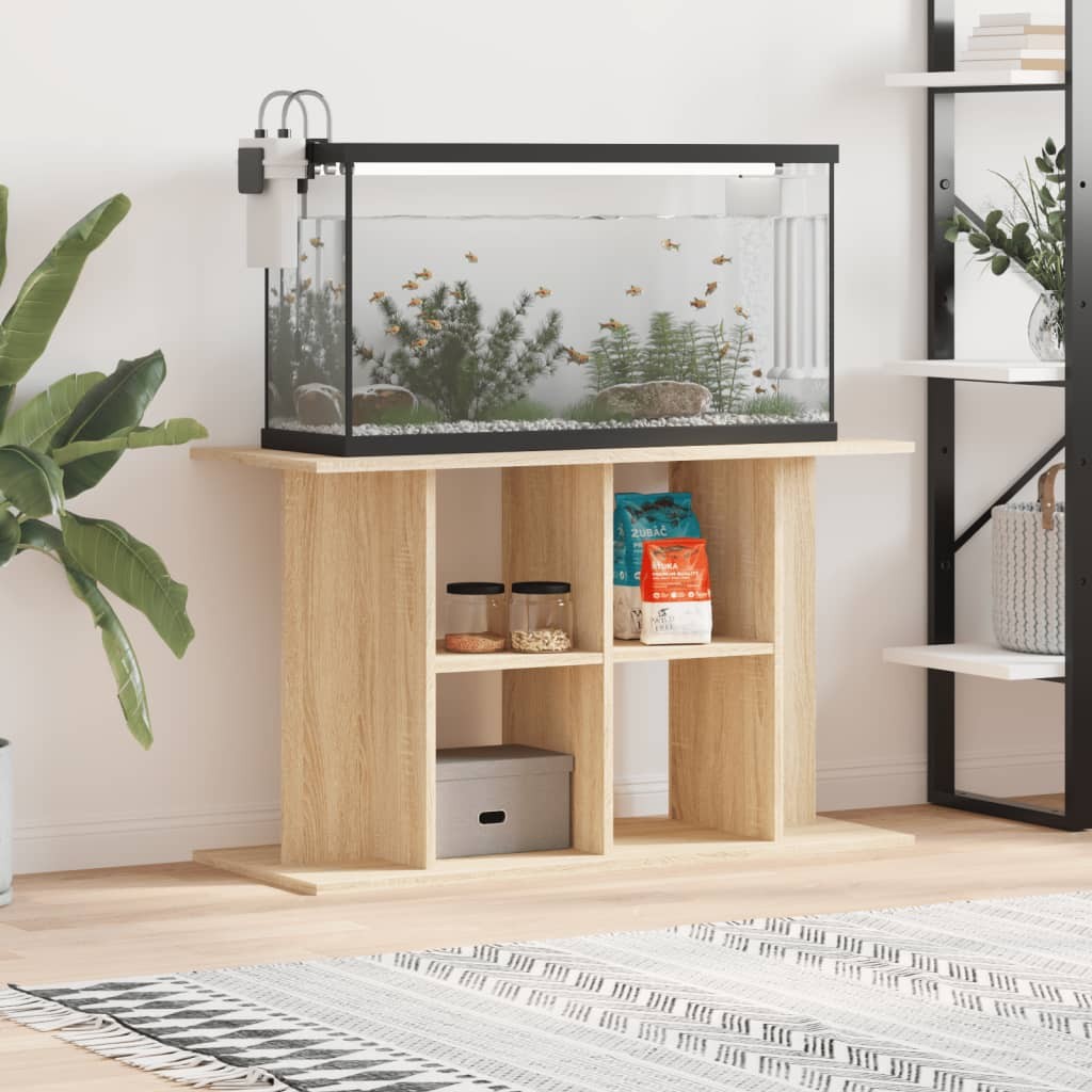 Meuble Aquariums Support Chêne Clair 100 X 40 cm. 1 étagère Support solide et stable pour aquariums