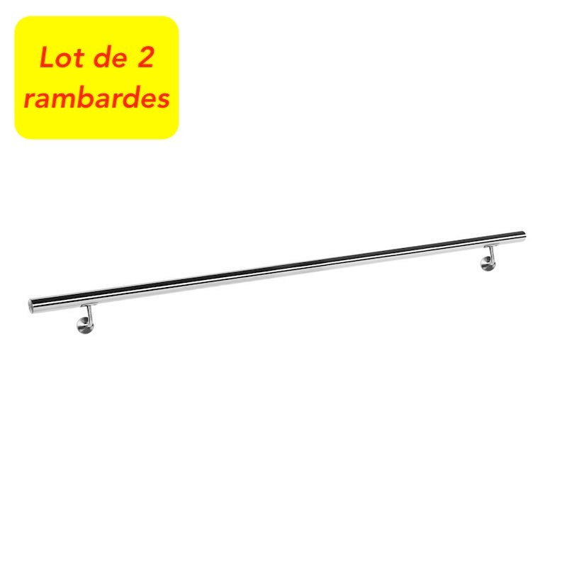2 Rambardes, Rampe D'Escalier Ou Main Courante, 130 cm, Acier Inoxydable