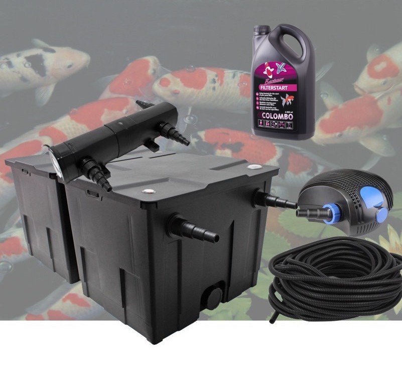 Kit De Filtration Bassin Avec UV 24W + Bactéries Pour Bassin De Jardin De 30m3 sans poissons