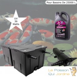 Filtre Bassin + Clarificateur UV Stérilisateur 36W , + Bactéries 2500 ml Pour Bassin De Jardin Jusqu'à 30000 Litres
