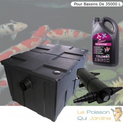 Filtre Bassin + Clarificateur UV Stérilisateur 72W + Bactéries 2500 ml Pour Bassin De Jardin Jusqu'à 40000 L