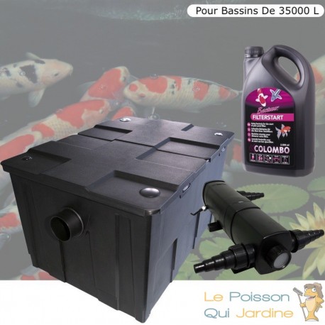 Filtre + UV 72W, Pour Bassin De Jardin Jusqu'à 35000 L + Bactéries 2500 ml