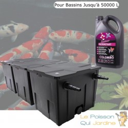 Filtre bassins de jardin et étangs jusqu'à 50000 litres sans poissons et 250000 litres avec carpes koi + Bactéries 2500 ml