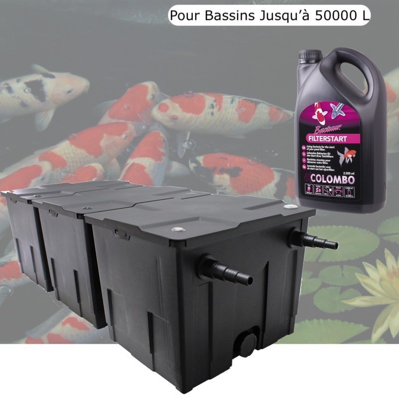 Filtre De Bassins De Jardin Et Etangs + Bactéries 2500 ml jusqu'à 50000 Litres sans poissons