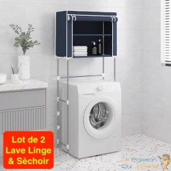 Lot de 2 Étagères de rangement à placer au dessus du lave linge et Sèchoir Bleu