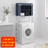 Lot de 2 Étagères de rangement à placer au dessus du lave linge et Sèchoir Bleu