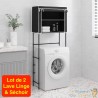 Lot de 2 Étagères de rangement à placer au dessus du lave linge et Sèchoir Noir