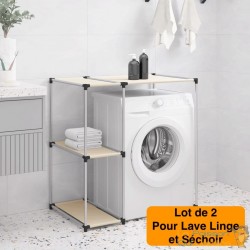 Lot de 2 Étagères de rangement à placer à côté du lave linge et du séchoir à linge Crème