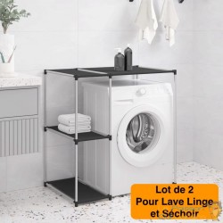 Lot de 2 Étagères de rangement à placer à côté du lave linge et du séchoir à linge Noir