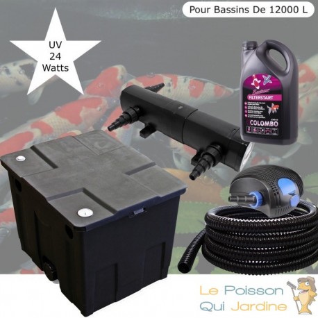 Kit Filtration Complet, UV 24W, Pour Bassins De 12000 L