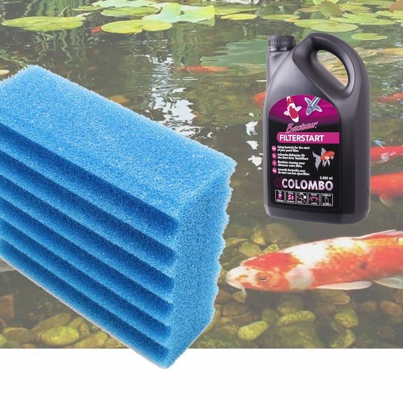 Mousse de remplacement bleue + bactéries 1000ml pour filtres bassin 12000 et 25000 litres