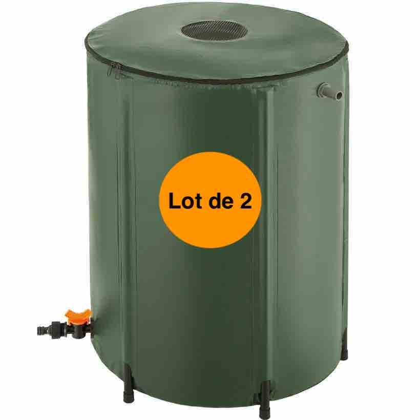 Lot de 2 Cuves, Réservoirs Récupérateurs d'eau de pluie pliable 250 L d' Eau