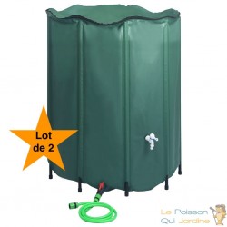 Lot de 2 Cuves, Réservoirs Récupérateurs d'eau de pluie pliable 1000 L d' Eau