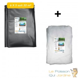 Pack Bassin de jardin : Bâche liner 30 m² 6x5 et feutre géotextile de protection