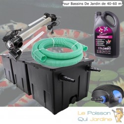 Kit Filtration UV 110 W, + Bactéries 2500 ml Acier Inoxydable, Bassin de Jardin: 40-60 m³