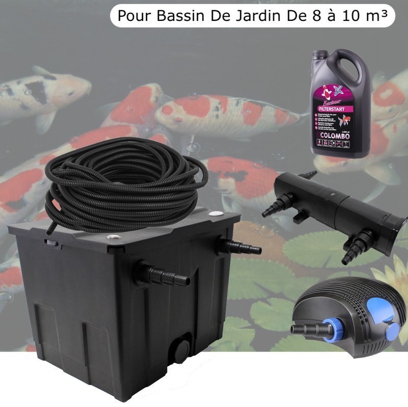 Kit De Filtration Complet Avec UV 36W + Bactéries 2500 ml Pour Bassin De Jardin : 8 à 10 m³
