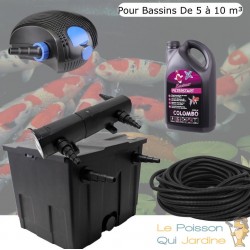 Kit De Filtration, Avec UV 18W, + Bactéries 2500 ml Pour Bassin De Jardin : 5 à 10 m³