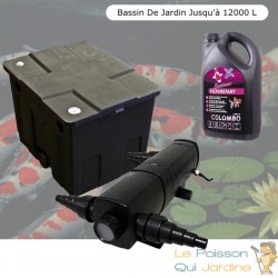 Filtre + UV 18W bassins de jardin et étangs + Bactéries 2500 ml jusqu'à 12000 litres