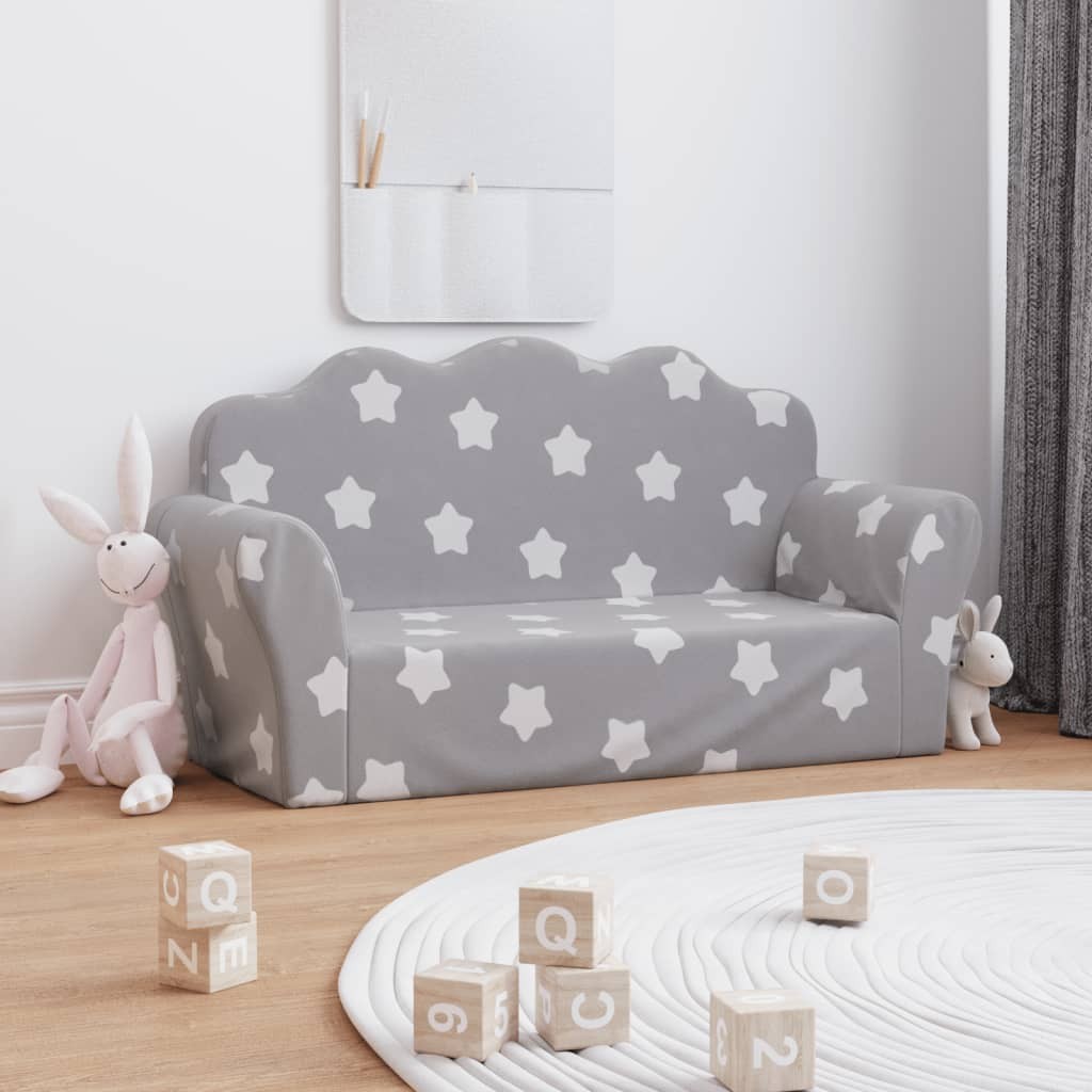 Canapé en mousse pour chambre enfant. Gris + Étoiles. De qualité et Très confortable