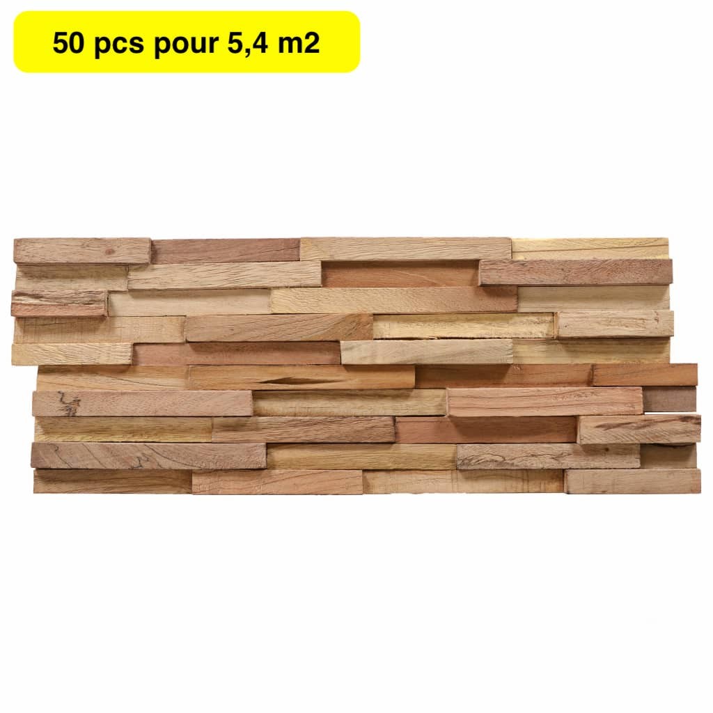 50 Panneaux Parement Mural en Bois. 5,4 m² Effet 3D. Décoration intérieure