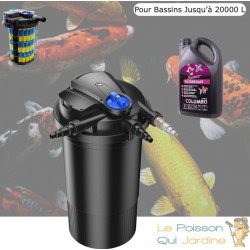 Filtre Bassin De Jardin Sous Pression, UV 18W, Max 20000L + Bactéries 2500 ml