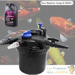 Filtre Pour Bassins De Jardin Sous Pression, UV 11W, Jusqu'à 8000 L + Bactéries 1000 ml