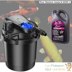 Filtre bassin de jardin sous pression UV 11W max 6000 litres. + Bactéries 1000 ml