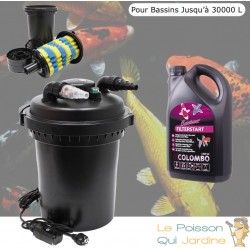 Filtre Bassin De Jardin Sous Pression, UV 18W, Bassins Jusqu'à 30000 Litres + Bactéries 2500 ml