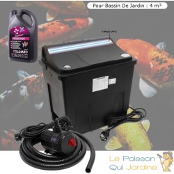 Kit De Filtration Avec UV 9W Pour Bassin De Jardin : 4 m³ + Bactéries 1000 ml