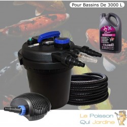 Kit Filtre Pression, UV 11W, + Bactéries 1000 ml Pour Bassins De Jardin De 3000 litres