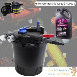 Filtre Bassins De Jardin Sous Pression, UV 36W, Jusqu'à 40000 Litres + Bactéries 2500 ml