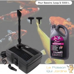 Pompe Filtre + Jets + UV pour Bassin de Jardin Jusqu'à 5000 Litres + Bactéries 1000 ml