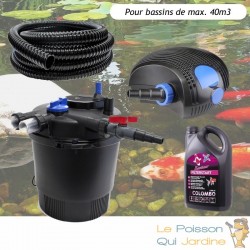 Kit Filtration Pression UV 36W, Pompe, Tuyau, Pour Bassins De 40000 L + Bactéries 2500 ml