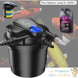 Filtre bassin de jardin sous pression + Bactéries 2500 ml UV 11W max 12000 litres. Modèle 2017