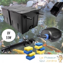 Kit Filtration Bassin UV 55W, + 8 mousses de rechange Pour Bassins De Jardin De 30000 L