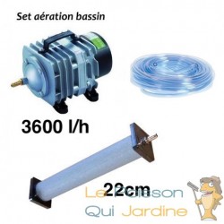 Set Aérateur Bulleur 22 cm Bassin De Jardin De 2000 À 5000 L. Pompe à air bassin + accessoires